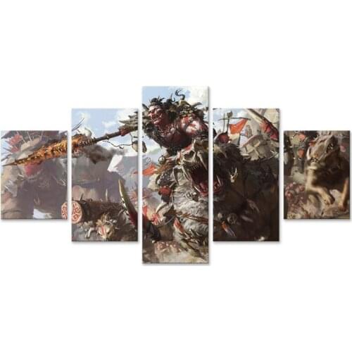 Creature Orc Spear Warrior Home Decor Canvas Painting 5 Pieces Wall Art Modular For Living Room Pictures Artwork Poster