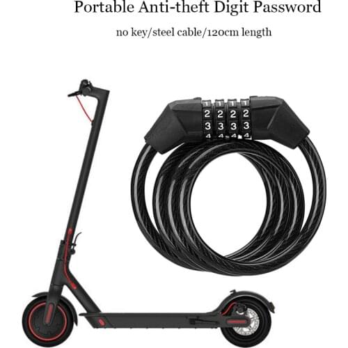 Scooter Lock Anti-theft Digit Password Scooter Locks 4 digit Portable Durable Steel Cable Lock For Scooter Accessories RL64-0017