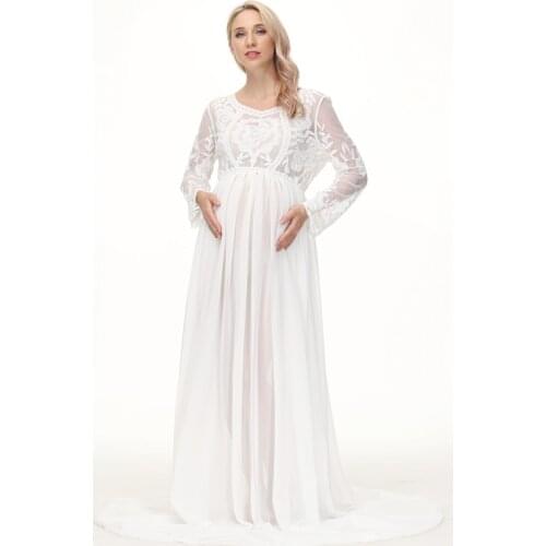 Crochet Lace Maternity Long Dresses For Photo Shoot Pregnancy Photography Props Maxi Dresses Chiffon Pregnant Woman Dress
