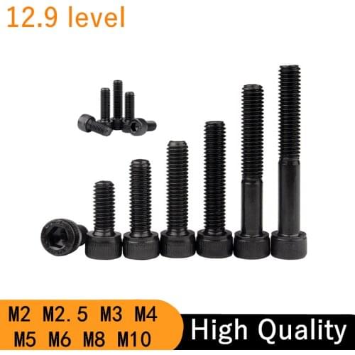 High Quality Hexagon Hex Socket Cup Head Screw Bolts M2 M2.5 M3 M4 M5 M6 M8 M10 Size 12.9 Grade Carbon Steel Allen Screw Din 912
