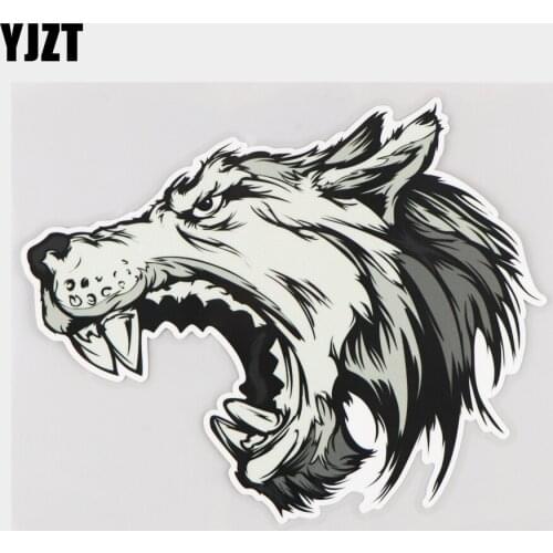 YJZT 18×14.6CM Animal Head Wolf Fashion Waterproof Vinyl Decals Rear Windshield Decoration Car Sticker 21A-0345