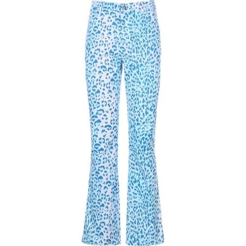 Women New Fashion Trousers Classic Leopard Print High Waist Wide Leg Pants with Pockets S/M/L