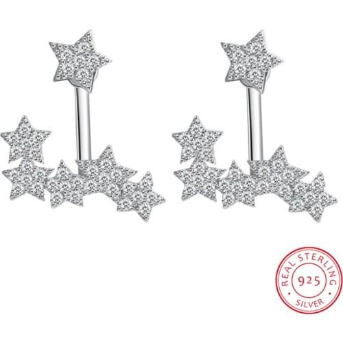 Sweet Fashion 925 Sterling Silver Earrings For Women Girl Gift Dazzling Zirconia Star Stud Earrings oorbellen S-E526