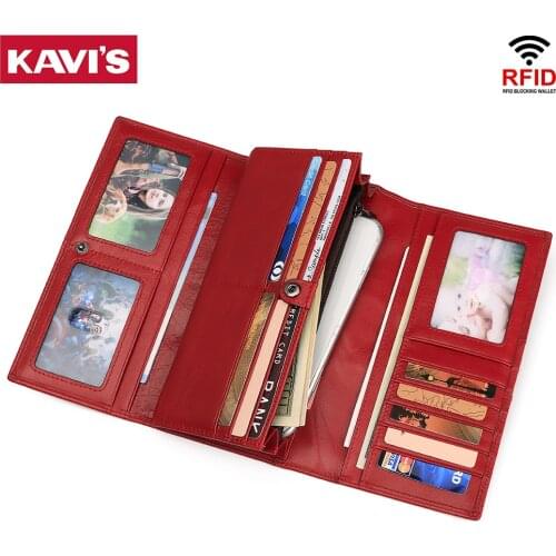 Genuine Leather Women Wallet Lady Handy Long Coin Purse Female Portomonee Money Card Holder Clutch Perse for Girls Hasp New