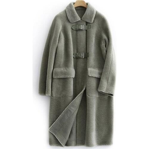 Women Coat Winter Real Fur Coat Female Sheep Shearling Jacket 100% Wool Coats Korean Long Jackets Manteau Femme MY4406 s s