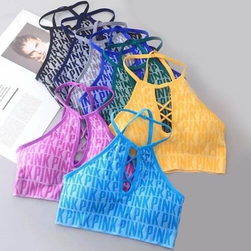 Zoki Sexy Hollow Out Women Crop Tops Energy Sports Bra Pad High Impact Tanks Fashion Letter Knitted Female Camis Fitness Tanks