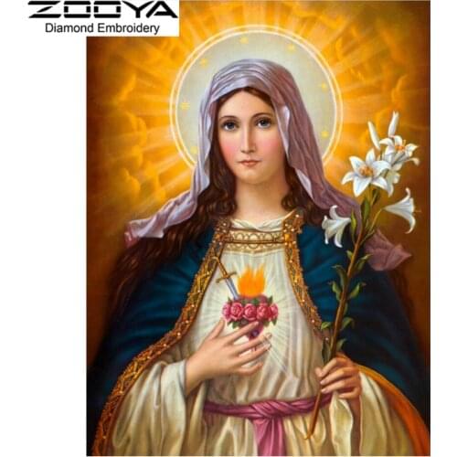 5D DIY Diamond Painting Religious Virgin Mary &Flower Embroidery Diamond Painting Cross Stitch Rhinestone Mosaic Painting BJ1317