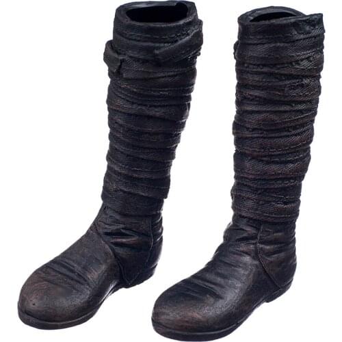 1/6 Shoes Black Widow Black Long Boots For 12" Kumik