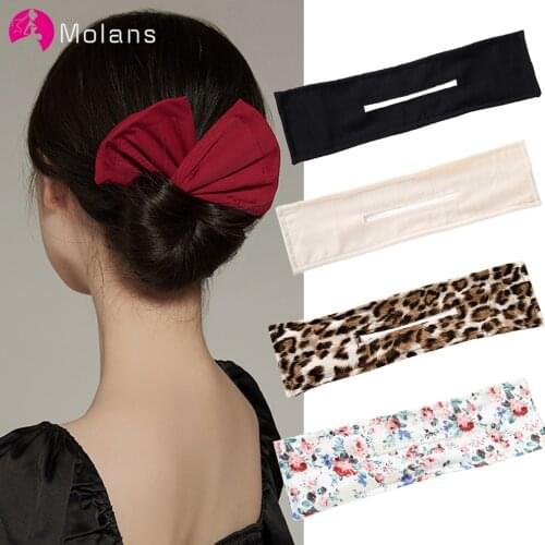 Molans 1PCS Deft Bun Women Hair Styling Twist Headband French Ribbon Vintage Ponytail Holder Hairbands Hair Tie Hair Accessories