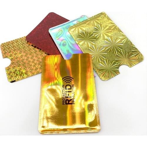 10PCS Laser Aluminum Foil RFID Bank Card Case Anti-degaussing Card Holder Protection Shielding Bag NFC Anti-Theft Card Holder
