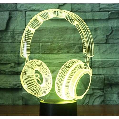 3D LED Night Light Music Wonderful Headset with 7 Colors Light for Home Decoration Lamp Amazing Visualization Optical Illusion