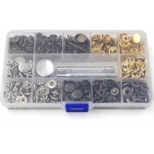 12.5 Mm In Diameter 4 Colors 40-120 Pcs Leather Craft Snap Fasteners Leather Snaps Button Kit Press with 4 Pieces Fixing Tools
