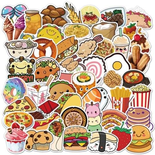 50PCS Cartoon Food Graffiti Stickers Skateboard Fridge Guitar Motorcycle Luggage DIY Classic Toy Sticker Decal for Kid