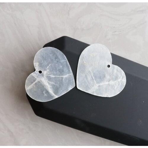 32*38MM 50Pcs 100% Pure Natural Mirror Freshwater Shell Flat Heart Shape Jewellery Charms Jewelry Beads Accessories