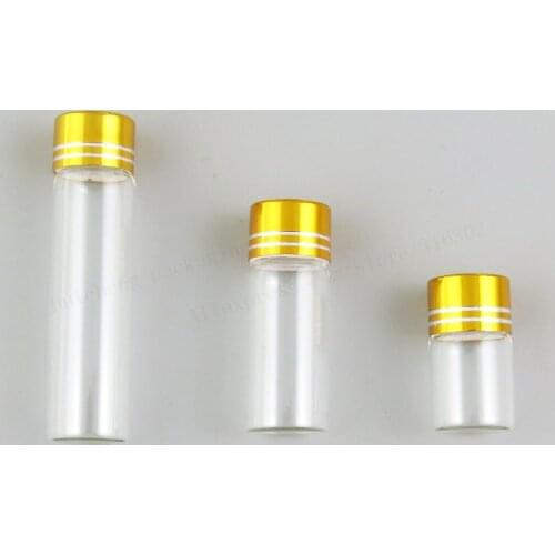 50 X 2ml 4ml 6ml Clear Refillable Small Gvials Sample Bottles with Gold Silver Aluminium Cap Small Transparent Glass Bottles