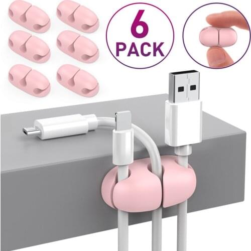 6pcs 3 Hole Desktop Wire Bracket Strong Bonding Rope Holder Cable Clamp For USB Cable For Power Cord Date Cable Organizer
