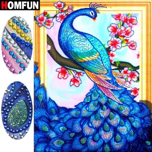 HOMFUN 5D Special shape Diamond Painting Peacock Diy Diamond gift Animal Diamond Embroidery Set Handicraft Decor Gift 40x50cm