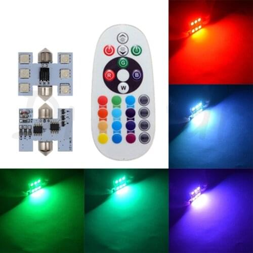 Car Lights Remote Control Universal Interial Auto Decorative Colorful Reading LED Double Tip Lamps Personalise Accessories 1Set