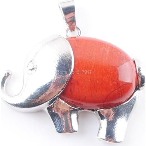 Free Shipping Natural Red River Jaspers Gem Stone Energy Cute Elephant Pendants for Child Jewelry Chakra TN3622