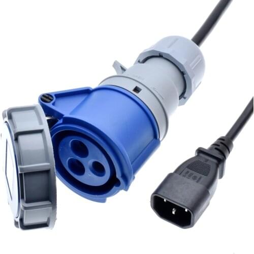 C14 Plug to 316C6 Connector Power cord,Plug a Device with 316P6 Inlet Plug into IEC C13 Outlet connector,IPX67,1.5mm wire gauge