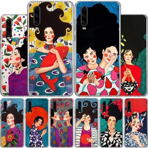 Abstract Flowers Girl Hair Phone Case For Huawei P30 P40 P20 P10 Mate 30 20 10 P Smart Z Lite Pro Plus + 2019 Cover Coque Shell