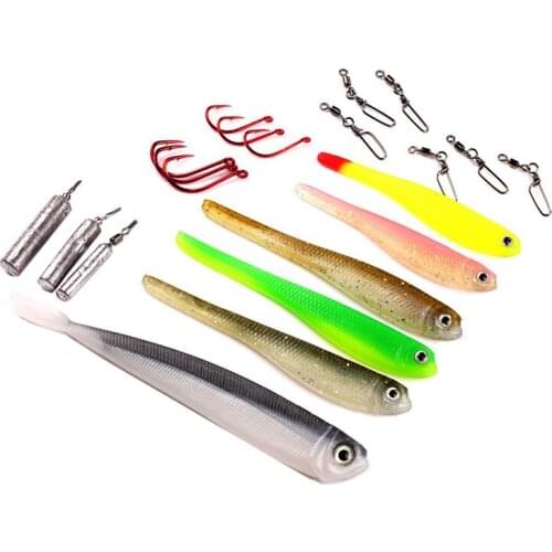 Mizugiwa 21 Inc Drop Shot Rig Fishing Kit Soft Shad Minnow Lure Weight Snap Swivels Hook Bass Perch Walley Fishing Leurre Souple
