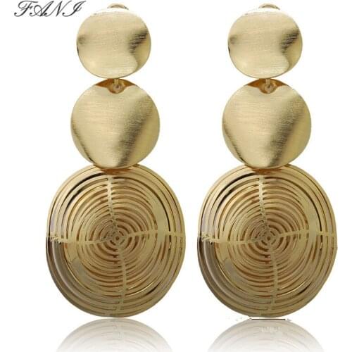 Fani Exquisite Dubai 2021 gold fashion earrings Double Star Earring Rose Gold Color Drop Earrings For Women statement earrings