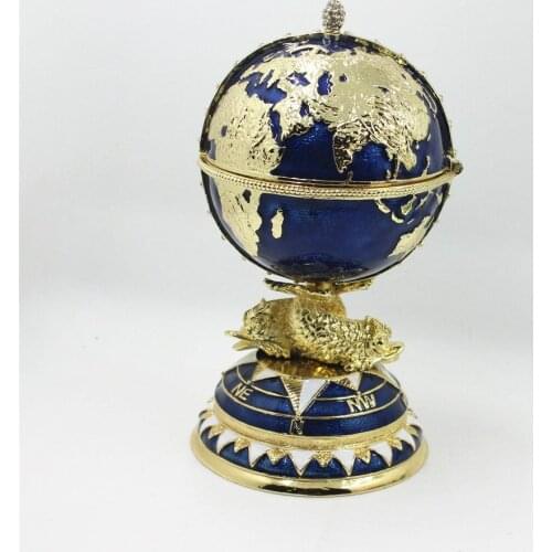 FengShui Faberge Egg Trinket Box with Globe and Ship Home Decorative Box 2017 Decorative Faberge Egg / Trinket Jewel Box