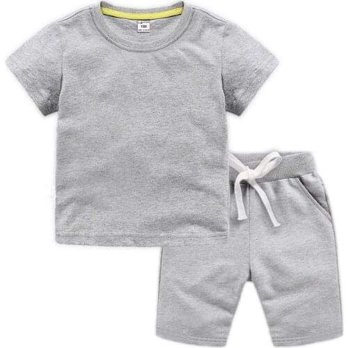 DE PEACH Summer Boys Clothing Sets Children Cotton T-shirts+Shorts 2pcs Suits For Boys Girls Baby Kids Clothes Set For 1-12Years