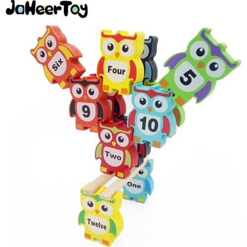 JaheerToy Creature Blocks Baby Wooden Toys for Children Owl Balance Stack High Educational Toy 3-4-5-6 Years Wood Gifts