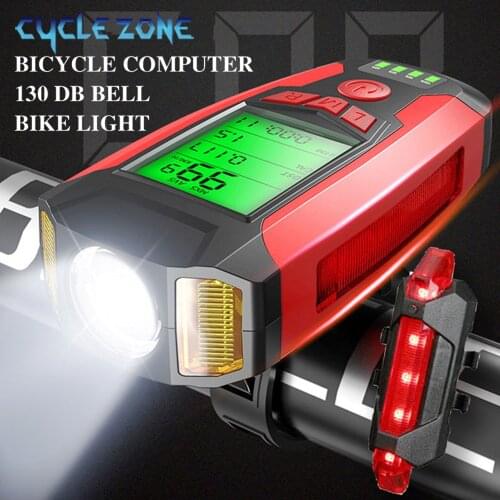 Bike Light Set with Speedometer USB Rechargeable Headlight Super Bright Front 5 Lighting Modes for Commuting and Road Cycling
