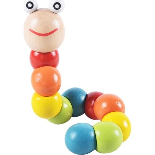 Colorful Wooden Toys Twisting Caterpillar Kids Puzzles Educational Toys Fingers Game for Children Montessori Gift