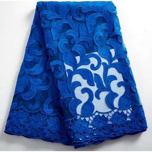 SJD LACE New High Quality Royal Blue African Lace Fabric French Milk Tull Nigorian Fabric For Women Wedding Dress Summer A 2388