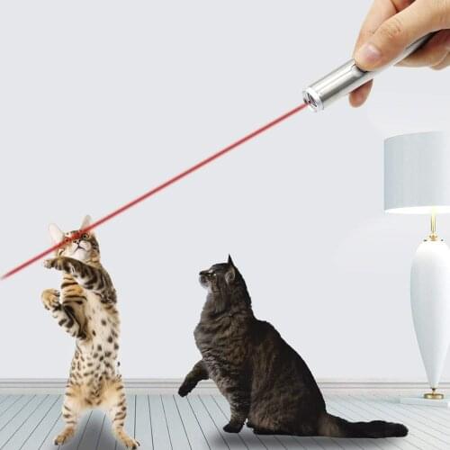 Laser Pointer For Cat Toys Dog Puissant Funny Chats Stick 2 In 1 Stainless Steel Simpl Dimmer Plush Pet Fidget Toys Accessories