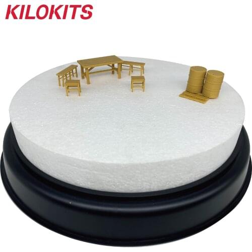 1/35 Scale Landscape Base Dia.25cm with Plastic Model Table and Bench Set DIY Diorama Set Assembly Model