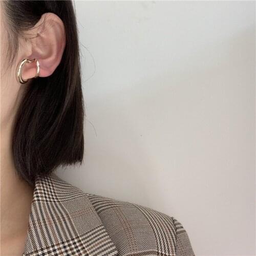 FFLACELL 2020 Fashion Minimalism Ear Cuffs Clip Metal Earrings For Women No Piercing Fake Cartilage Earrings For Women Gifts