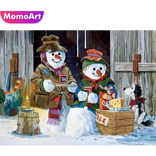 MomoArt Diamond Embroidery Snowman 5D DIY Full Square Diamond Painting Cartoon Cross Stitch Christmas Home Decor Gift