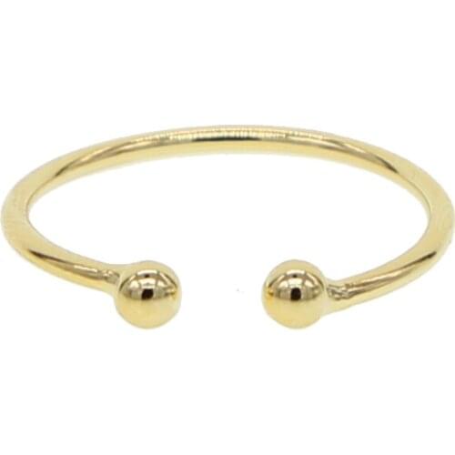 Wholesale simple thin open resizable ring Gold color two tiny balls adjust minimal finger Midi rings