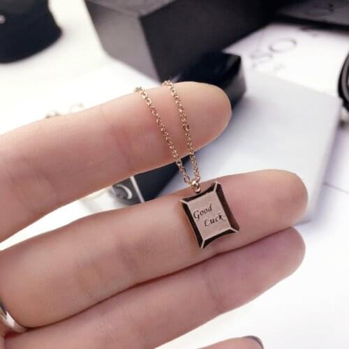 316L Stainless Steel Good Luck Letter Pendant Charms Chain Choker Necklace For Women Fashion Fine Anti-Allergic Jewelry SAN573