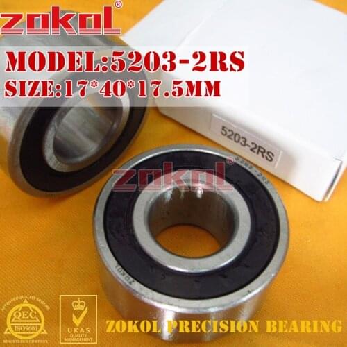 ZOKOL bearing 5203 2RS 3203 2RZ (3056203) Axial Angular Contact Ball Bearing 17*40*17.5mm