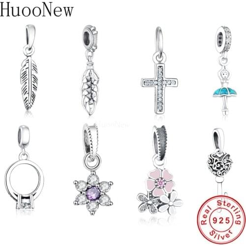 Fit Original Pandora Charms Bracelet Necklace Dangle Clear CZ Simple Ring Round Charm Bangle 925 Sterling Silver Jewelry Pulsera