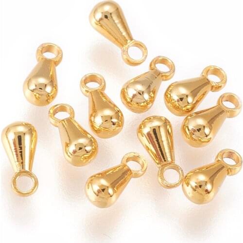 20pcs Golden Color Brass Charms Teardrop Pendants DIY Jewelry for Necklace Bracelet Making Accessories 6x3mm Hole 1.2mm
