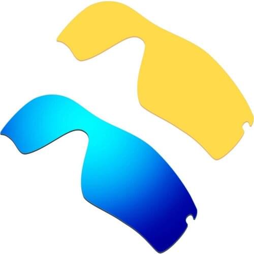2 Pairs HKUCO For Radar Path Sunglasses Polarized Replacement Lenses-Blue & Transparent Yellow