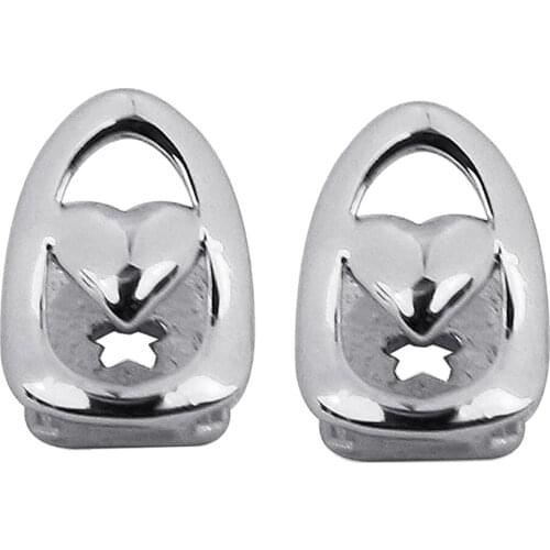 Prettyia 2 Pcs Hip Hop Single Top Hollow Heart Shaped Mouth Teeth Grills Cap