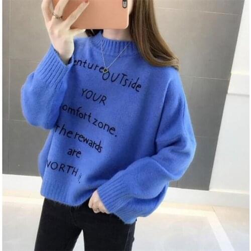 Women Autumn Winter Style Pullover Sweater Lady Casual Long Sleeve Turtleneck Letter printed Pullover Tops ZZ1139