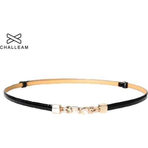 Adjustable Belt Women PU Leather Pearl Buckle Thin Belt Female Skinny Waist Straps Ladies Waistband Pasek Damski 287
