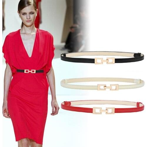 Black Belt For Women Thin Adjustable Leather Female Belts Elastic Alloy Buckle Dress Waist Belts ceinture femme Hot Selling
