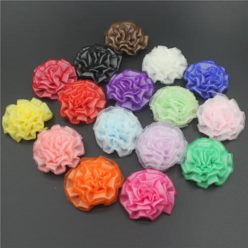 15pcs 2.5" Chiffon Mesh Cloth Flowers For DIY Infant Baby Headbands Fabric Flower Girls Hair Band Headwear Craft Flower Supplies