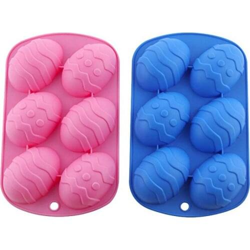 6 Cavity Easter Egg Silicone Cake Baking Mold Cake Pan Muffin Cups Handmade Soap Moulds Biscuit Chocolate Ice Cube Tray DIY Mold