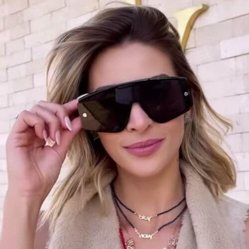 Luxury Women Square Sunglasses Oversized Original Brand Design One Piece Sun Glasses Men Fashion Travel Beach Shades Eyewear